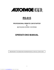 Auto Page RS-615 Operation Manual