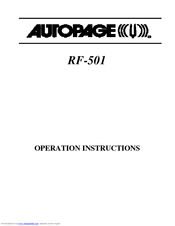 Auto Page AutoPage RF-501 Operation Instructions Manual