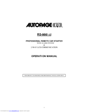 Auto Page RS-8601cd Operation Manual