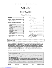 Autostart Keyless Entry and Alarm System ASL-550 User Manual