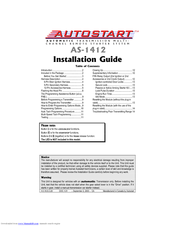Autostart AS-1412 Installation Manual
