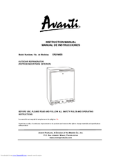 Avanti OR2700SS Instruction Manual