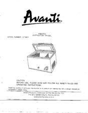 Avanti CF102Y Instruction Manual