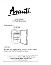 Avanti WC400YGB Instruction Manual