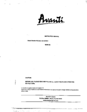 Avanti WDR-52 Instruction Manual