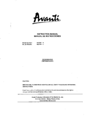 Avanti 445YW-1 Instruction Manual