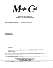 Avanti Magic Cool 519XSSL Instruction Manual