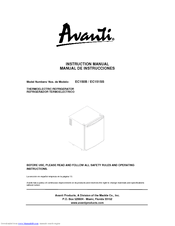 Avanti EC151SS Instruction Manual