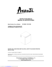Avanti EC150B Instruction Manual