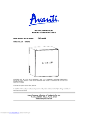 Avanti Wine Cooler EWC1600M Instruction Manual