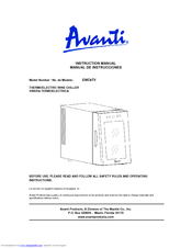 Avanti EWC8TV Instruction Manual