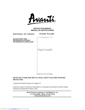 Avanti FF1213PS Instruction Manual