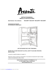 Avanti REFRIDGERATOR-FREEZER RA3101BT Instruction Manual