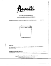 Avanti RM171W Instruction Manual