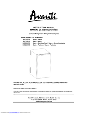 Avanti SHP2500W Instruction Manual