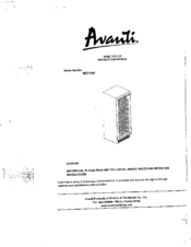 Avanti WC1000 Instruction Manual