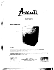 Avanti W1092F Owner's Manual