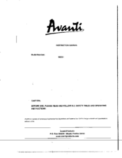 Avanti WD31 Instruction Manual