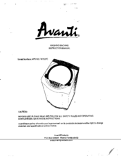 Avanti W751SC Instruction Manual