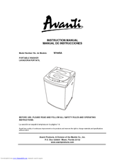Avanti W789SA Instruction Manual