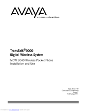 Avaya TransTalk 9000 Installation And Use Manual