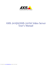 Axis Video Server AXIS 241SA User Manual