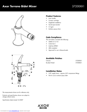 Axor Terrano 37200XX1 Specification Sheet