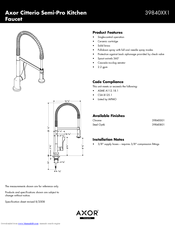 Axor Citterio 39840001 Specification Sheet