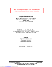 B&B Electronics Asynchronous to Synchronous Converter 2010 User Manual