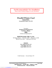 B&B Electronics Parallel Printer Card PIOC User Manual