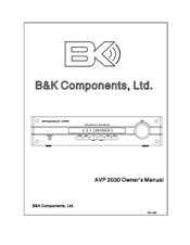 B&K AVP 2030 Owner's Manual