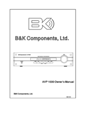 B&K AVP1030 Owner's Manual