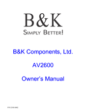 B&K AV2600 Owner's Manual