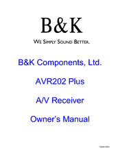 B&K AVR202 Plus Owner's Manual