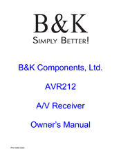B&K AVR212 Owner's Manual