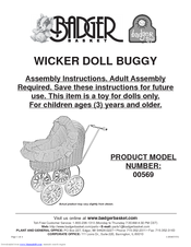 Badger Basket Wicker Doll Buggy 00569 Assembly Instructions