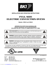 BKI CB-MVPWDS Installation And Operating Instructions Manual