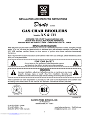 Bakers Pride DANTE CG Installation And Operating Instructions Manual