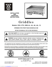 Bakers Pride CookLine XTG-24 Installation And Operating Instructions Manual