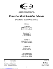 BevLes Convection Heated Holding Cabinet CA70-CVMP12 Operation And Maintenance Manual