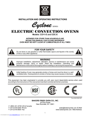 Bakers Pride Cyclone CO11-E1 Installation And Operating Instructions Manual