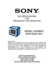 Sony BVM-D20F1U, BVM-D20F1E, BVM-D20F1A, BVM-D24E1WU, BVM-D24E1WE, BVM-D24E1WA, BVM-D32E1WU, BVM-D32E1WE, BVM-D32E1WA Specifications