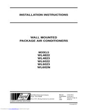 Bard WL4822 Installation Instructions Manual
