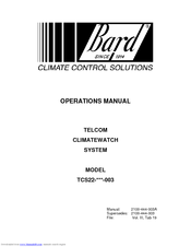 Bard TCS22-***-003 Operation Manual