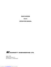 Barnett Engineering B1474 Operation Manual