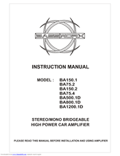 Bassworx BA1200.1D Instruction Manual