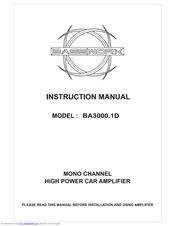 Bassworx BA3000.1D Instruction Manual