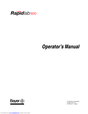 Bayer HealthCare Rapidlab 854 Operator's Manual
