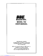 BBE 702 User Manual