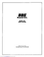 BBE 802 User Manual